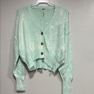 Free People Oversized Light Green Button-Up Cardigan